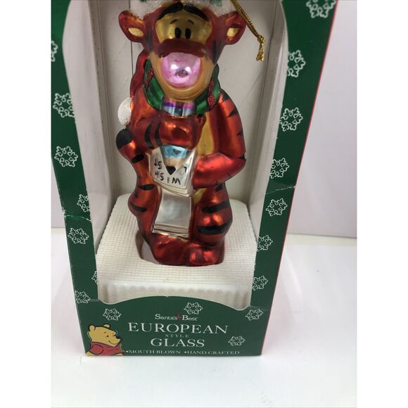TIGGER Blown Glass Christmas Ornament European Style POOH Santa’s Best DISNEY - Picture 3 of 10